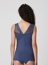 Jadea 4844 coordinato canotta e slip pizzo floreale oceano serie zefiro
