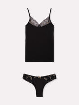 Jadea 4847 coordinato top e brasiliana pizzo trasparente nero serie eterea
