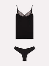 Jadea 4847 coordinato top e brasiliana pizzo trasparente nero serie eterea
