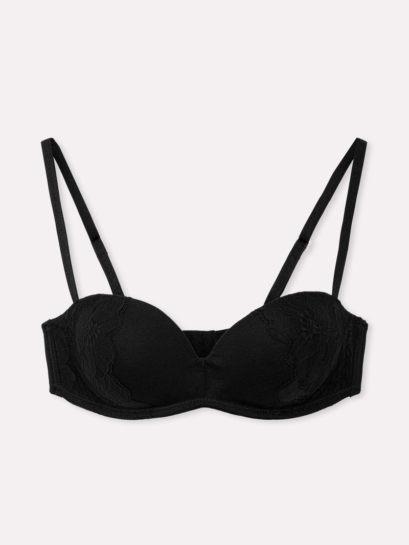 Jadea 4849 reggiseno Fascia senza ferretto ricami floreali nero serie rugiada
