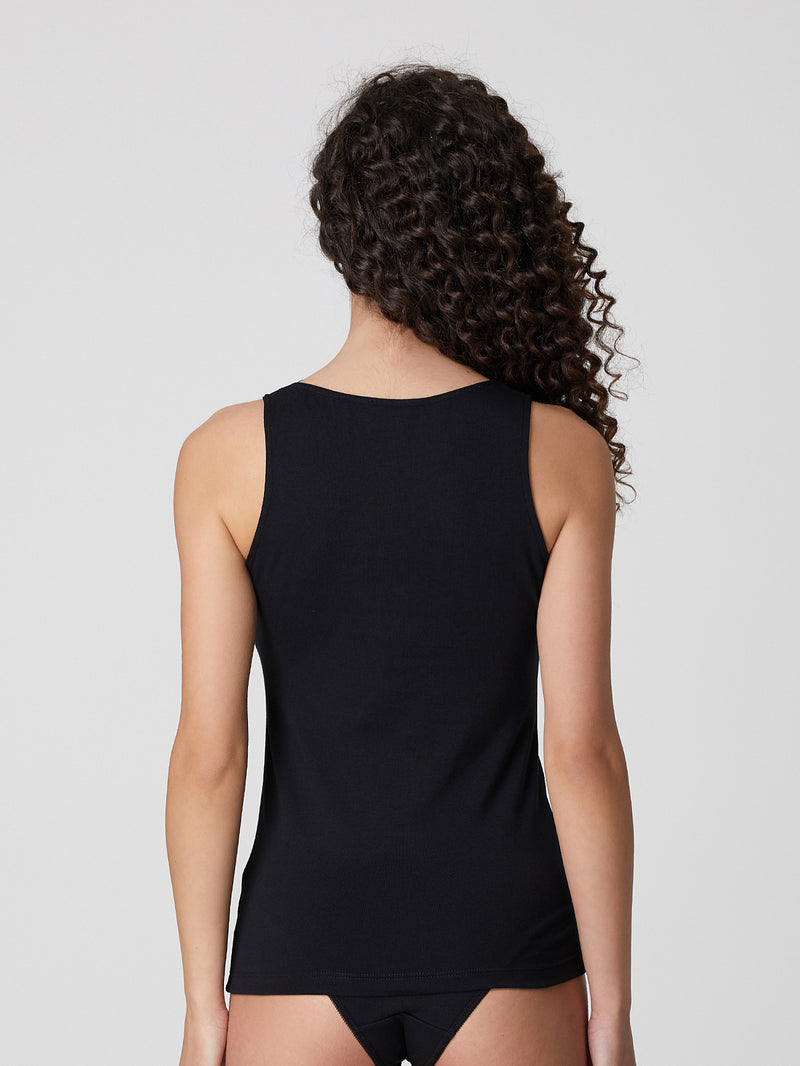 Jadea 4850 coordinato canotta e slip con ricami floreali nero serie rugiada
