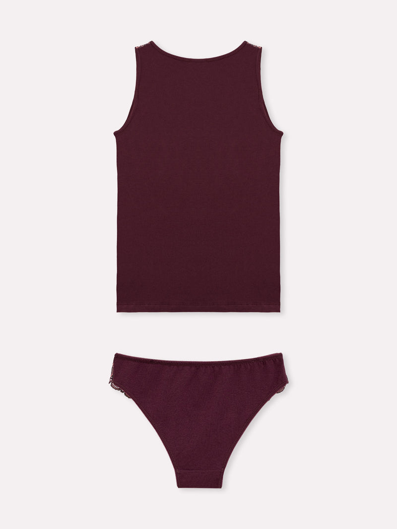 Jadea 4856 coordinato canotta e slip con pizzo prugna serie velaria
