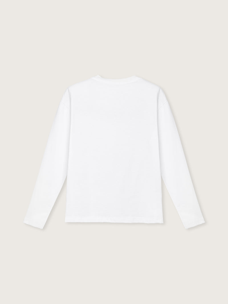 Jadea 4857B maglia donna girocollo manica lunga cotone tinta unita scritta latte 