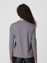 Jadea 4858 maglia donna girocollo in cotone e viscosa effetto similseta grigio 