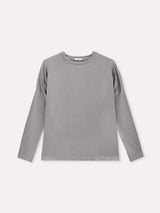 Jadea 4858 maglia donna girocollo in cotone e viscosa effetto similseta grigio 