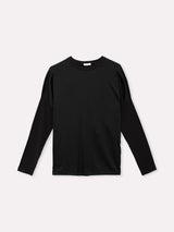 Jadea 4858 maglia donna girocollo in cotone e viscosa effetto similseta nero 
