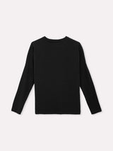 Jadea 4858 maglia donna girocollo in cotone e viscosa effetto similseta nero 
