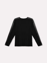 Jadea 4859 maglia donna girocollo viscosa tinta unita e fascia laminata nero