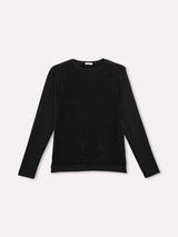 Jadea 4860 maglia donna girocollo in ciniglia e tessuto liscio nero 
