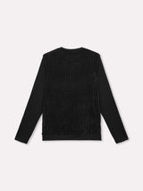 Jadea 4860 maglia donna girocollo in ciniglia e tessuto liscio nero 
