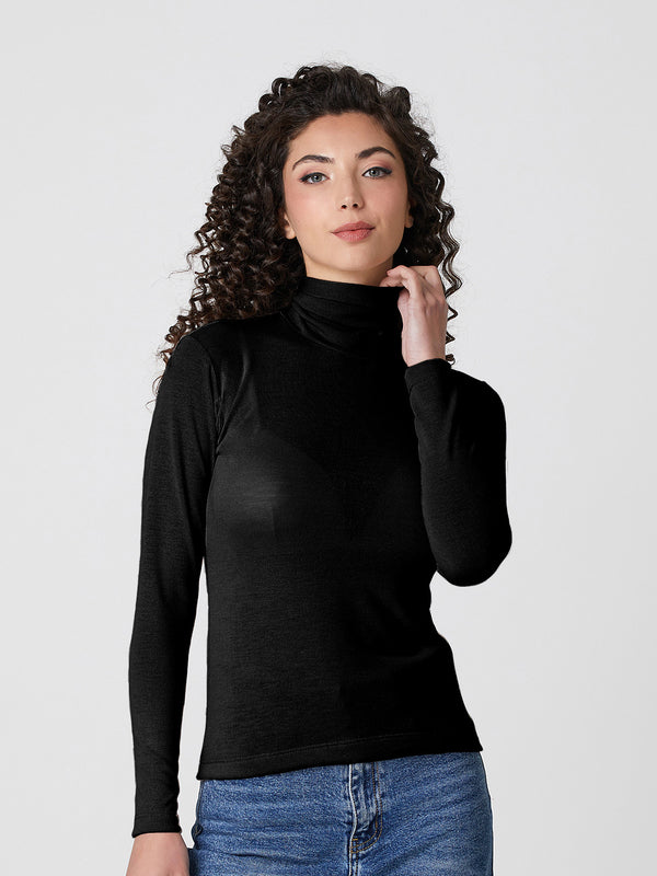Jadea 4861 dolcevita donna in maglina tinta unita nero 
