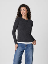 Jadea 4862 maglia donna tessuto elasticizzato tinta unita e inserti grigio 
