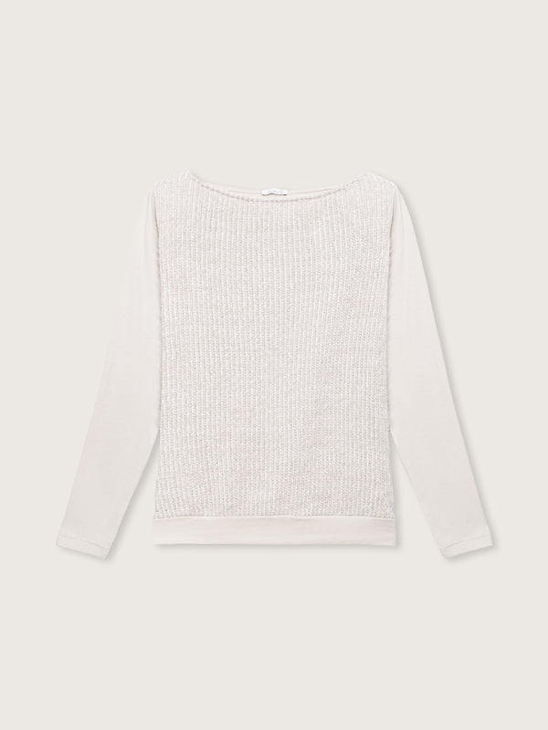 Jadea 4863 maglia donna scollo a barca effetto pelo crema 
