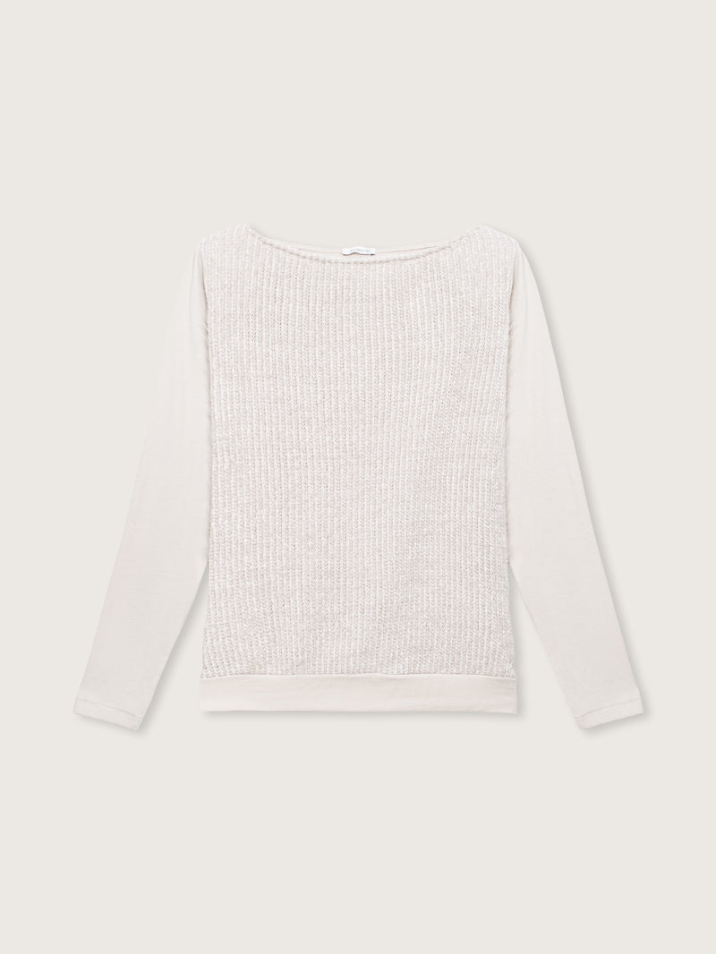 Jadea 4863 maglia donna scollo a barca effetto pelo crema 

