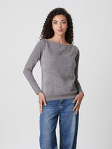 Jadea 4863 maglia donna scollo a barca effetto pelo grigio 
