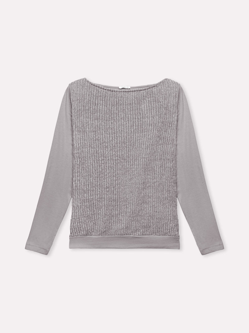Jadea 4863 maglia donna scollo a barca effetto pelo grigio 
