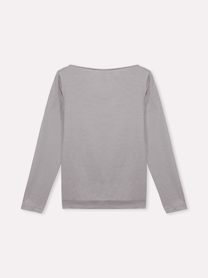 Jadea 4863 maglia donna scollo a barca effetto pelo grigio 
