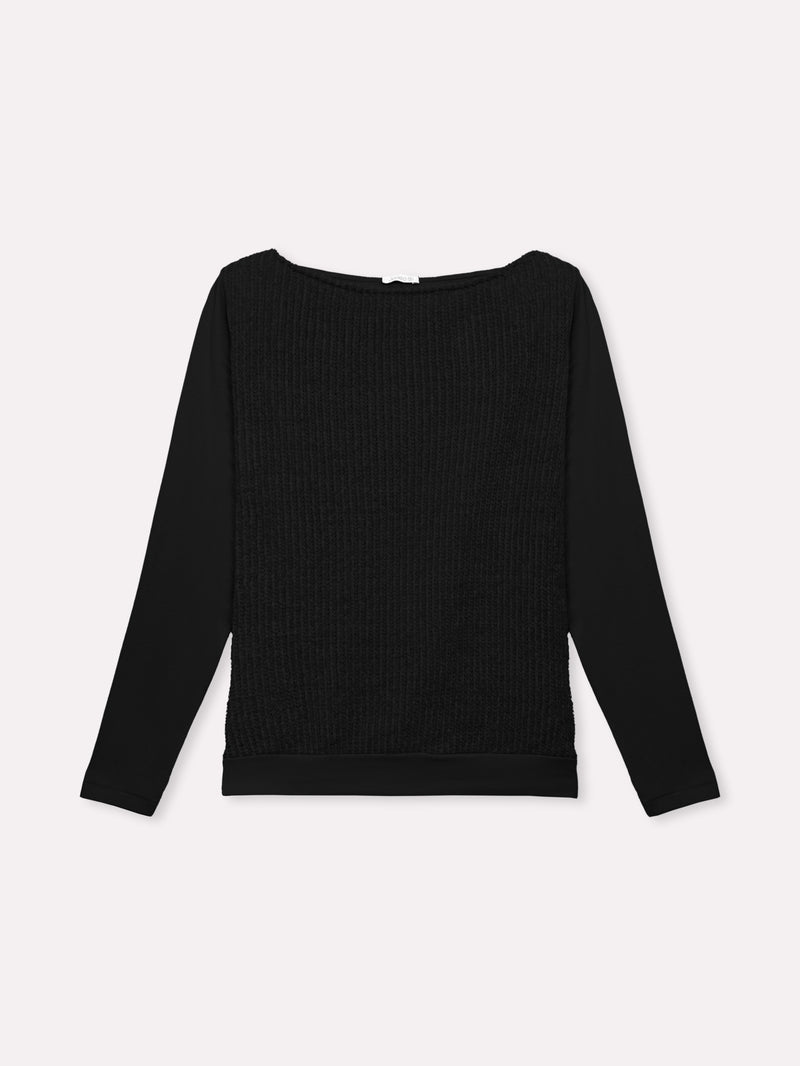 Jadea 4863 maglia donna scollo a barca effetto pelo nero 
