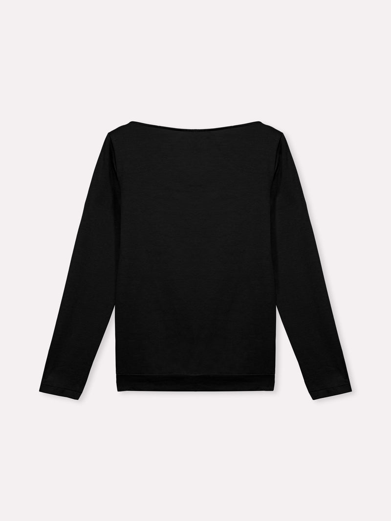 Jadea 4863 maglia donna scollo a barca effetto pelo nero 
