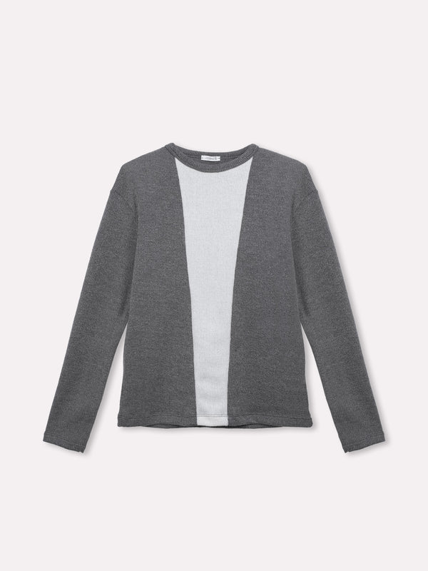 Jadea 4864 maglia donna girocollo tessuto elasticizzato bicolore grigio
