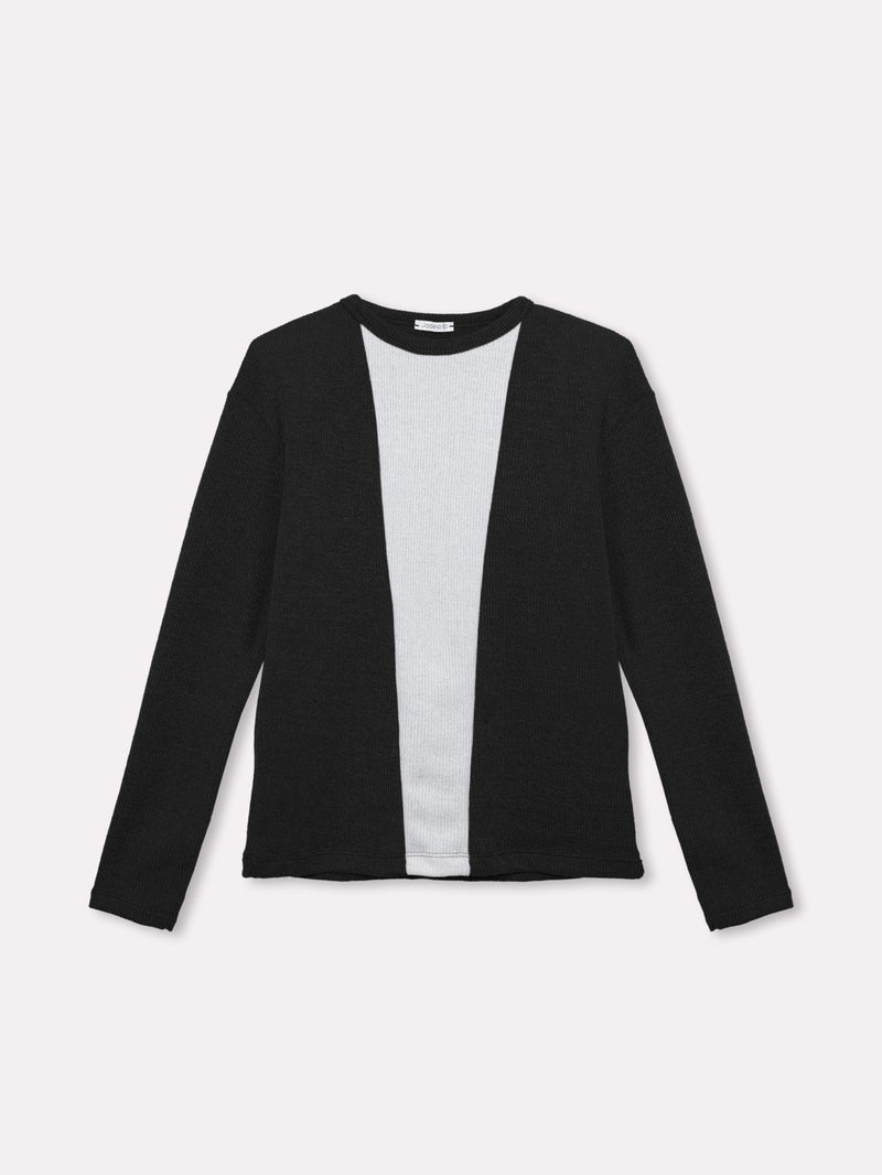 Jadea 4864 maglia donna girocollo tessuto elasticizzato bicolore nero
