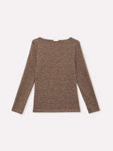 Jadea 4865 maglia donna scollo a barca tessuto a costine caffe
