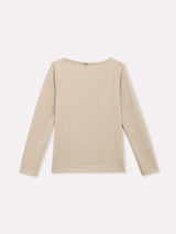 Jadea 4865 maglia donna scollo a barca tessuto a costine crema
