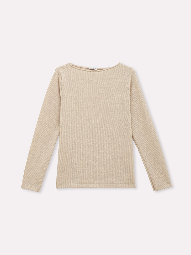 Jadea 4865 maglia donna scollo a barca tessuto a costine crema
