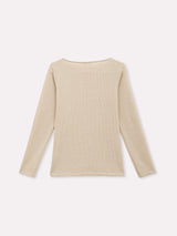 Jadea 4865 maglia donna scollo a barca tessuto a costine crema
