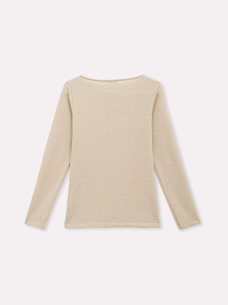 Jadea 4865 maglia donna scollo a barca tessuto a costine crema
