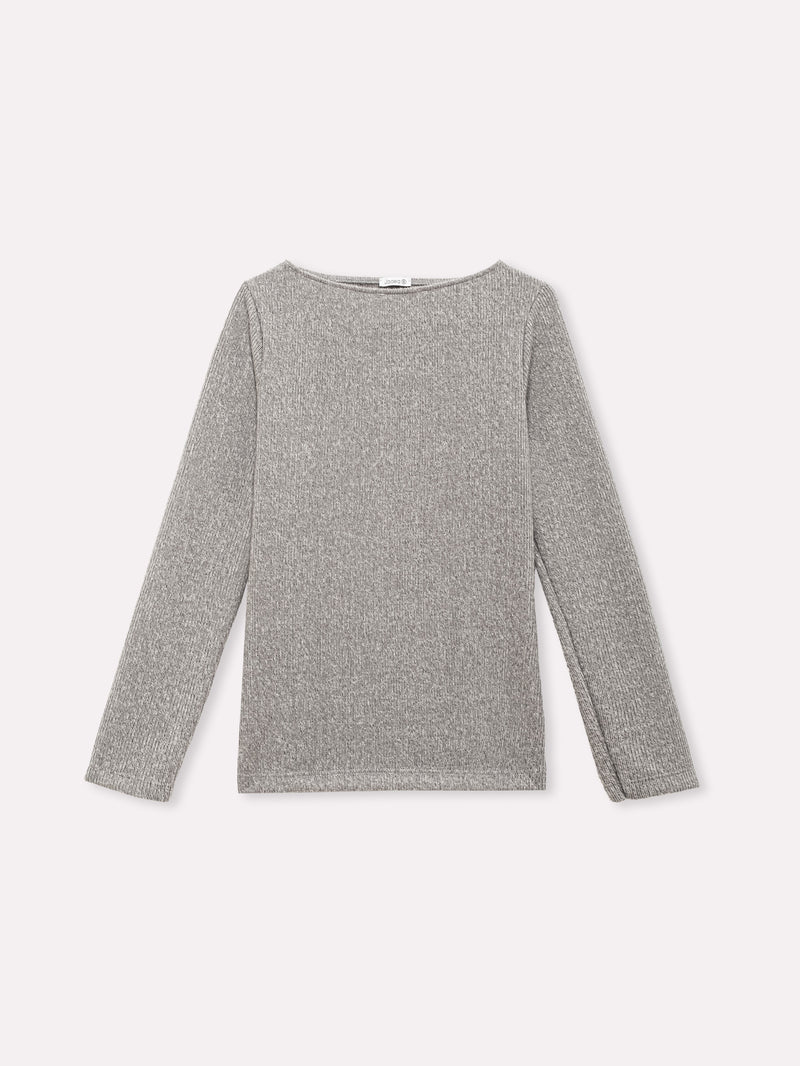 Jadea 4865 maglia donna scollo a barca tessuto a costine grigio
