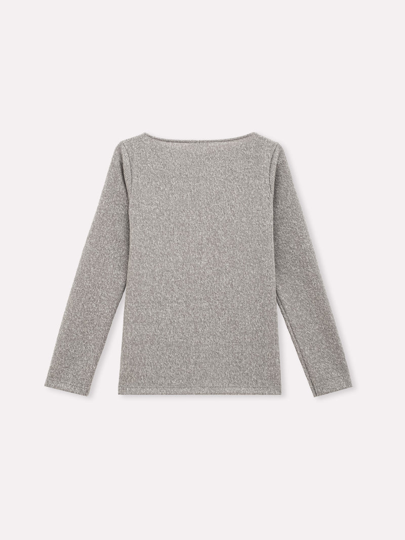 Jadea 4865 maglia donna scollo a barca tessuto a costine grigio
