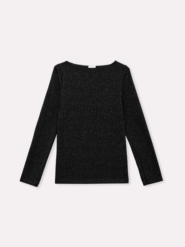 Jadea 4865 maglia donna scollo a barca tessuto a costine nero
