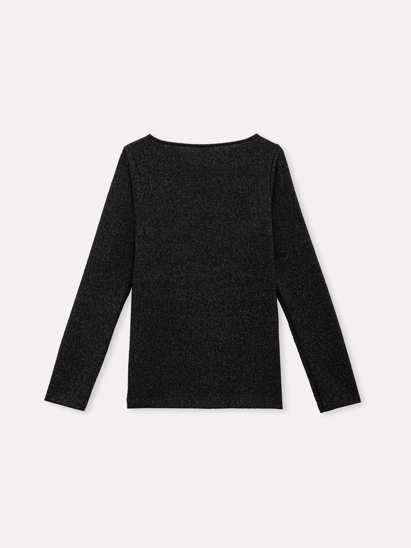 Jadea 4865 maglia donna scollo a barca tessuto a costine nero
