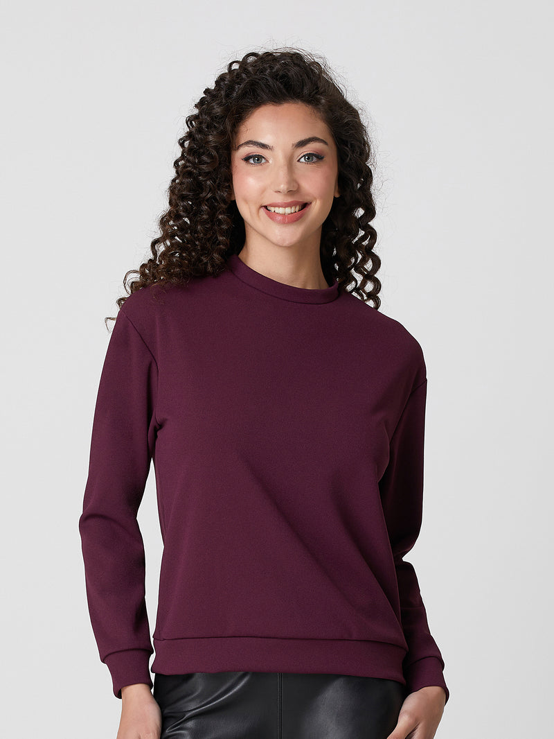 Jadea 4866 maglia donna girocollo in scuba crepe bordeaux 
