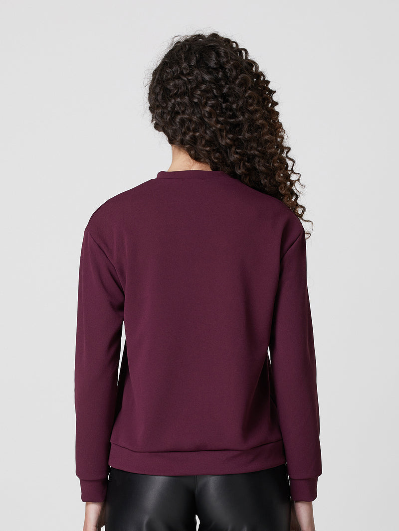 Jadea 4866 maglia donna girocollo in scuba crepe bordeaux 
