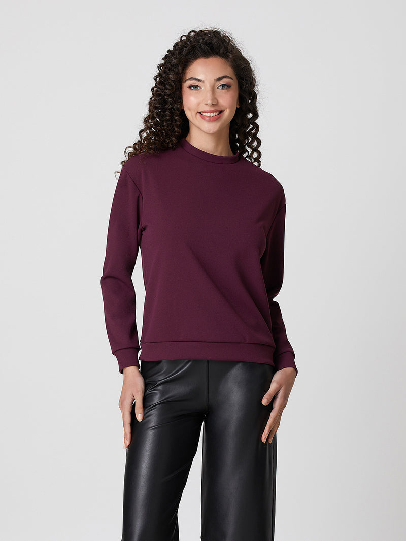 Jadea 4866 maglia donna girocollo in scuba crepe bordeaux 
