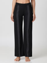 Jadea 4868 pantalone tessuto jaquard bicolore bande frontali a contrasto grigio
