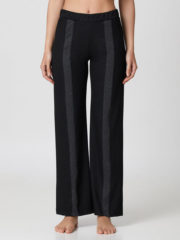 Jadea 4868 pantalone tessuto jaquard bicolore bande frontali a contrasto grigio
