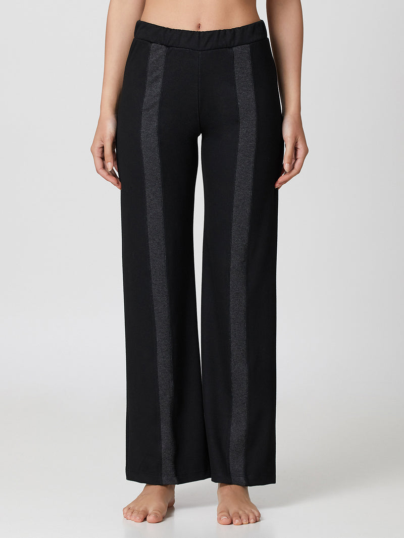 Jadea 4868 pantalone tessuto jaquard bicolore bande frontali a contrasto grigio
