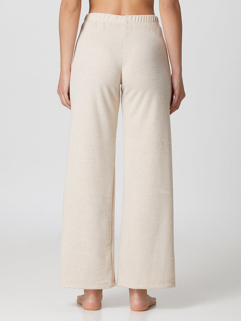 Jadea 4873 pantalone morbido in maglia a coste crema 
