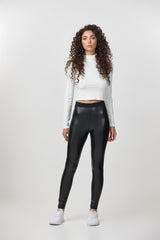 Leggings similpelle con fascia elasticizzata