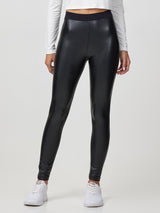 Jadea 4877 leggings nero second skin similpelle garzato 