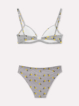 Jadea 4880 coordianto triangolo e slip in cotone a fantasia mista bianco