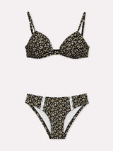 Jadea 4880 coordianto triangolo e slip in cotone a fantasia mista nero