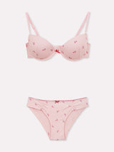 Jadea 4884 coordinato push up e slip in cotone a costine confetto