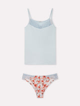 Jadea 4888 coordinato top e slip con inserti in pizzo color cielo 