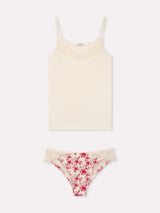 Jadea 4888 coordinato top e slip con inserti in pizzo color seta