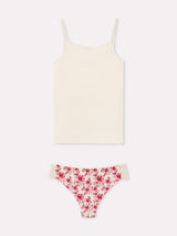 Jadea 4888 coordinato top e slip con inserti in pizzo color seta