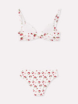 Jadea 4893 coordinato triangolo e slip a fantasia ciliegie bianco